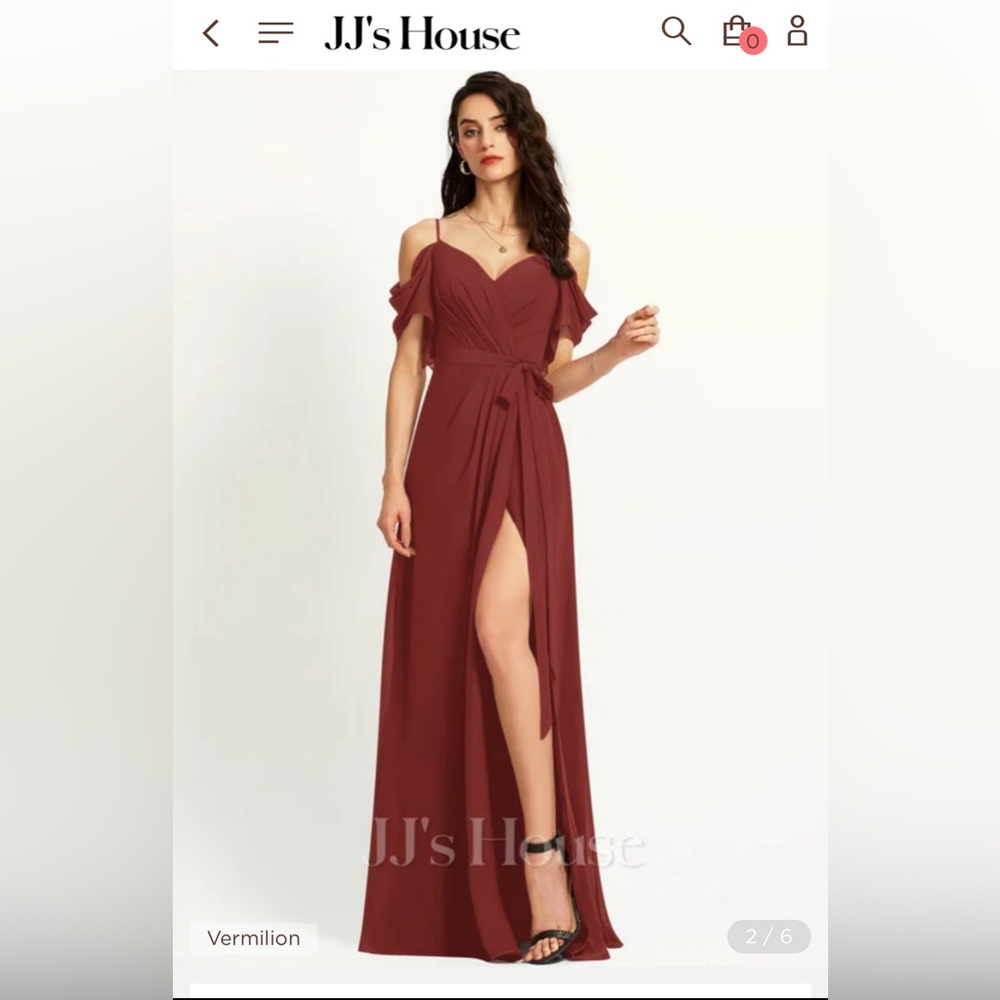 JJs House.  Plus size orange bridesmaid maxi dress